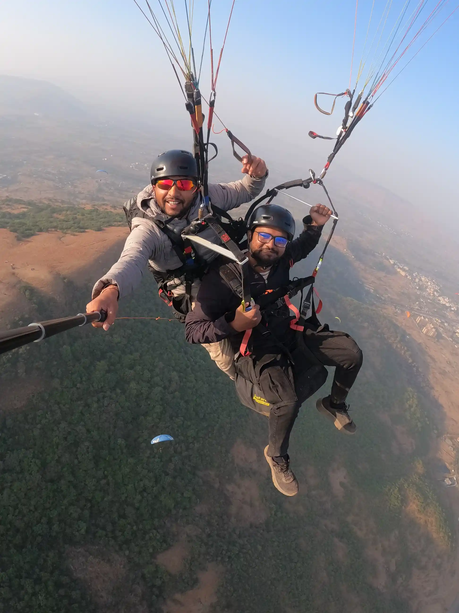 Group of friends at Kamshet paragliding landing site