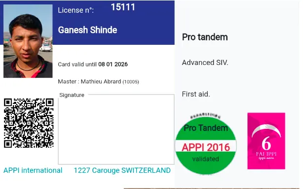 Official Paragliding License