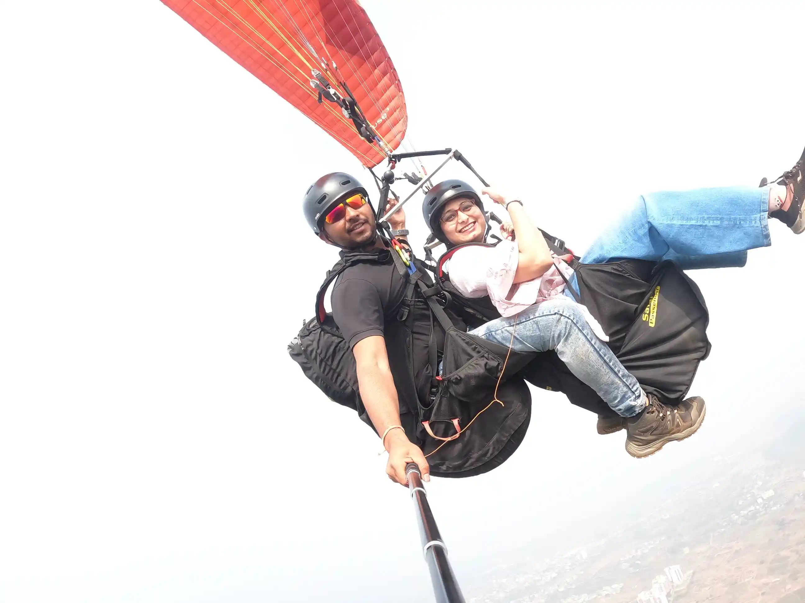 Panoramic view of paragliding in Kamshet over Pawna Lake
